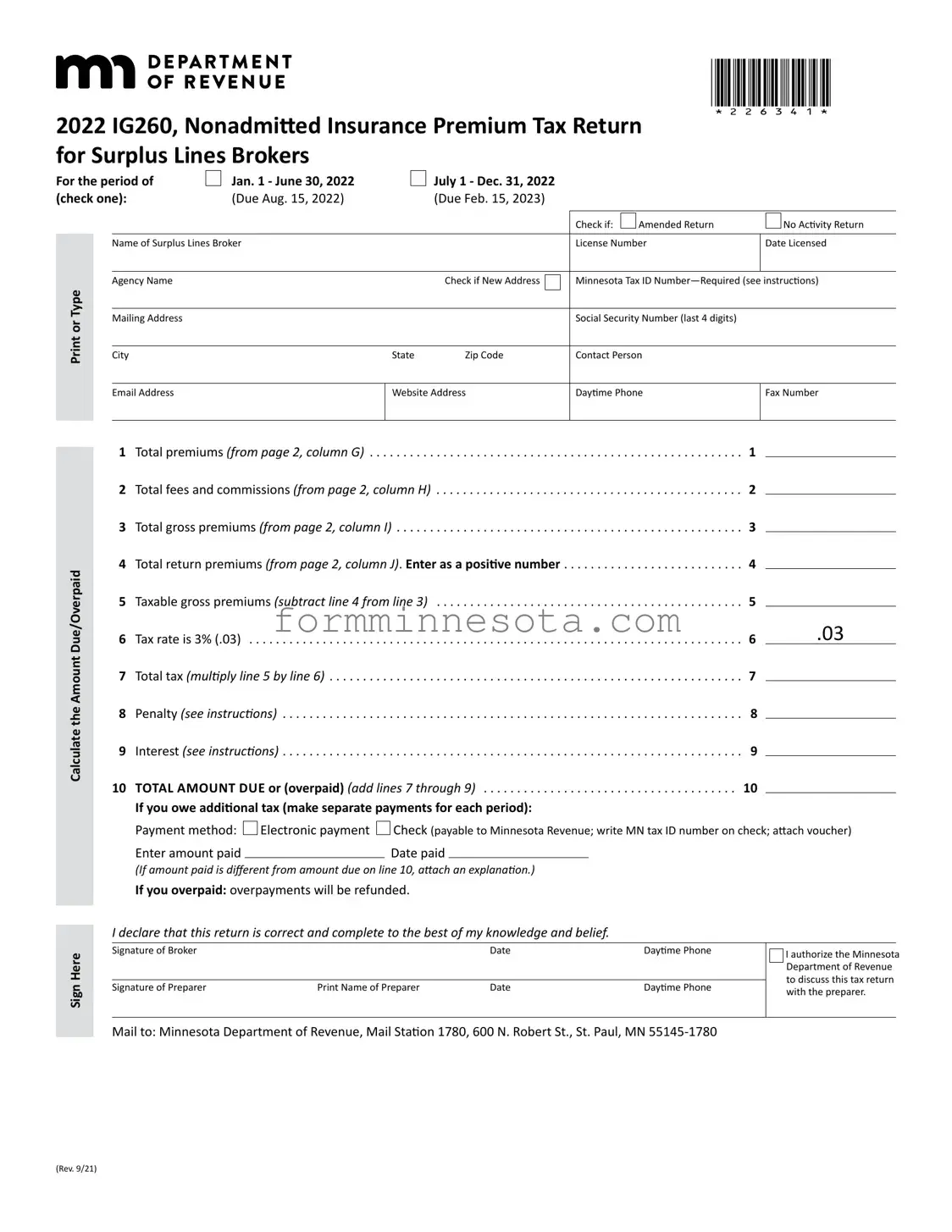 Minnesota Ig260 Template