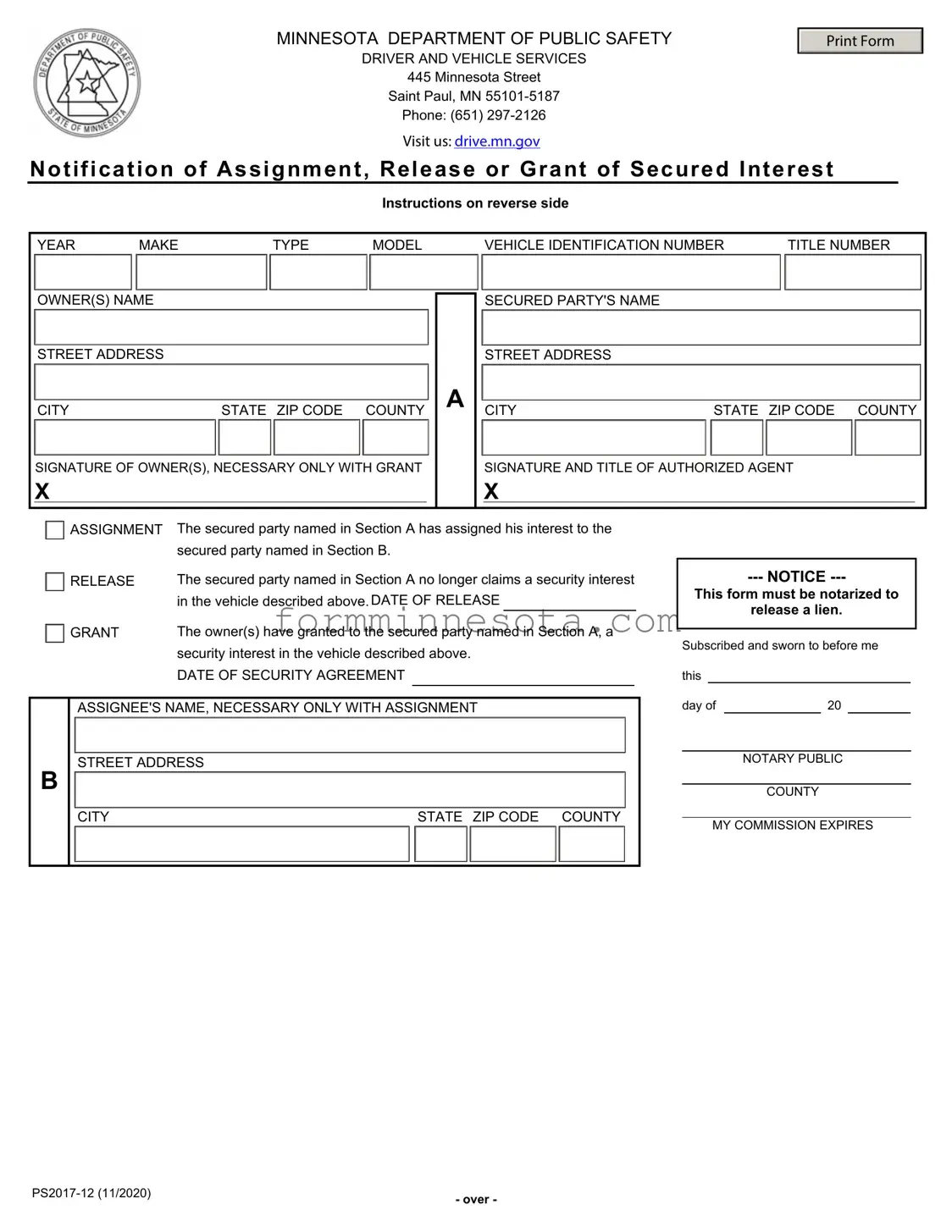 Minnesota Notification Of Assignment Template