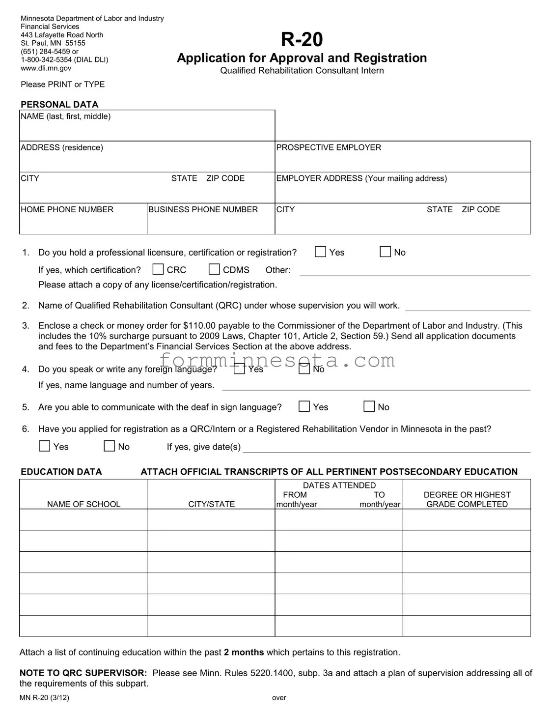 Minnesota R 20 Template