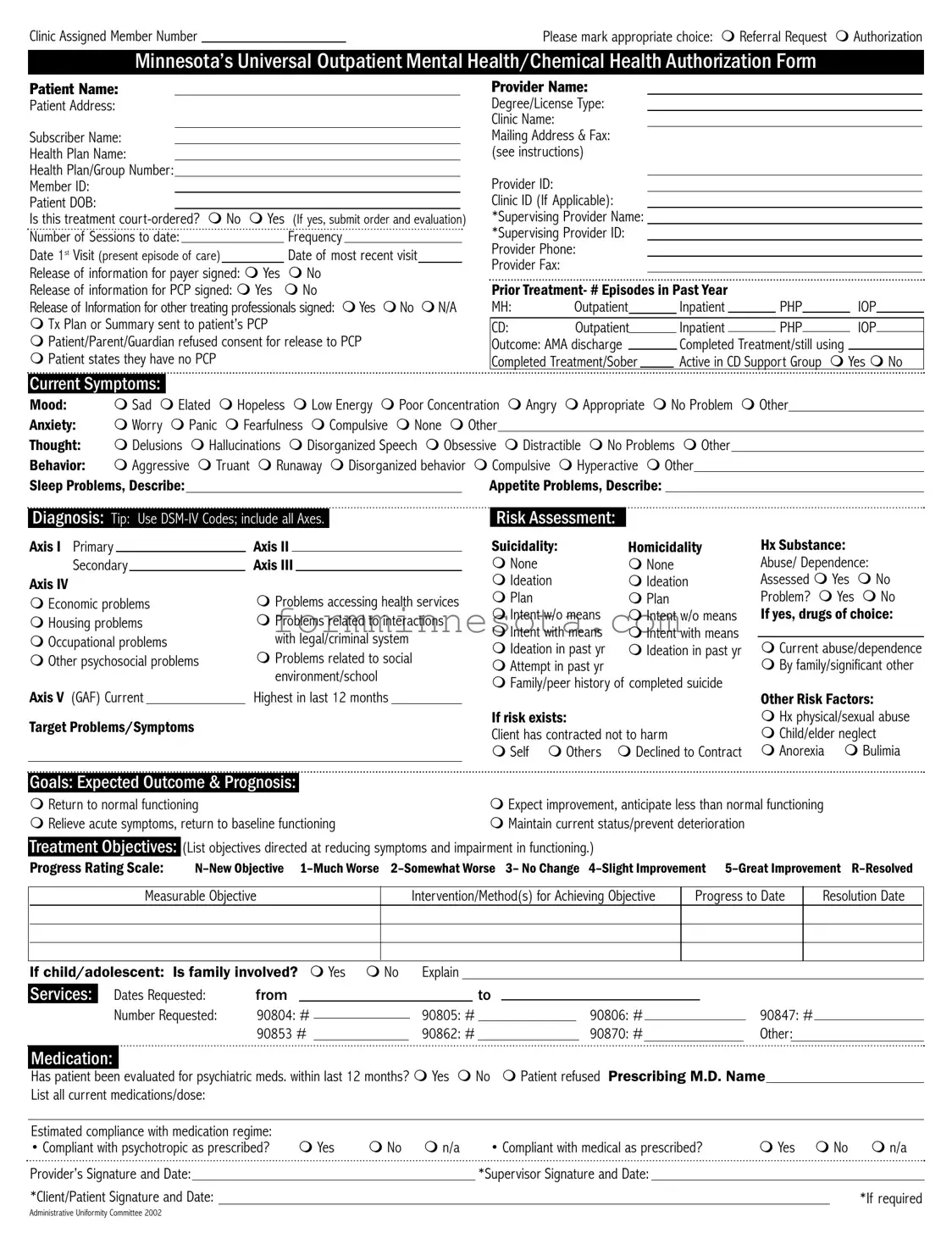 Mn Health Authorization Template