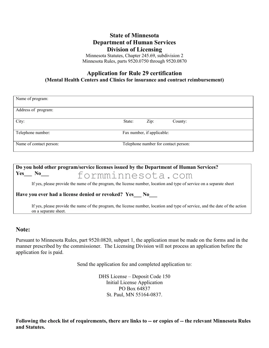 Mn Rule 29 Template