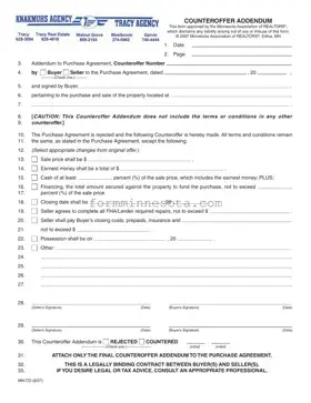 Counter Offer Addendum Minnesota Template