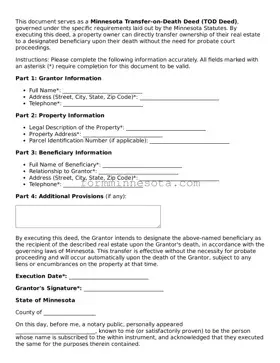 Free Transfer-on-Death Deed Form for the State of Minnesota