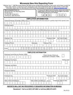 Minnesota New Hire Reporting Template